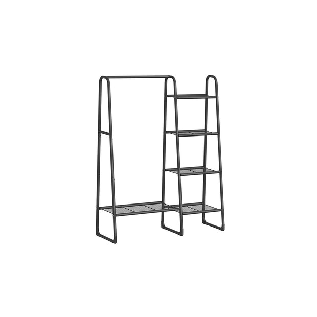 Freestanding Clothes Rack – Metal – Matte Black – 5 Storage Shelves