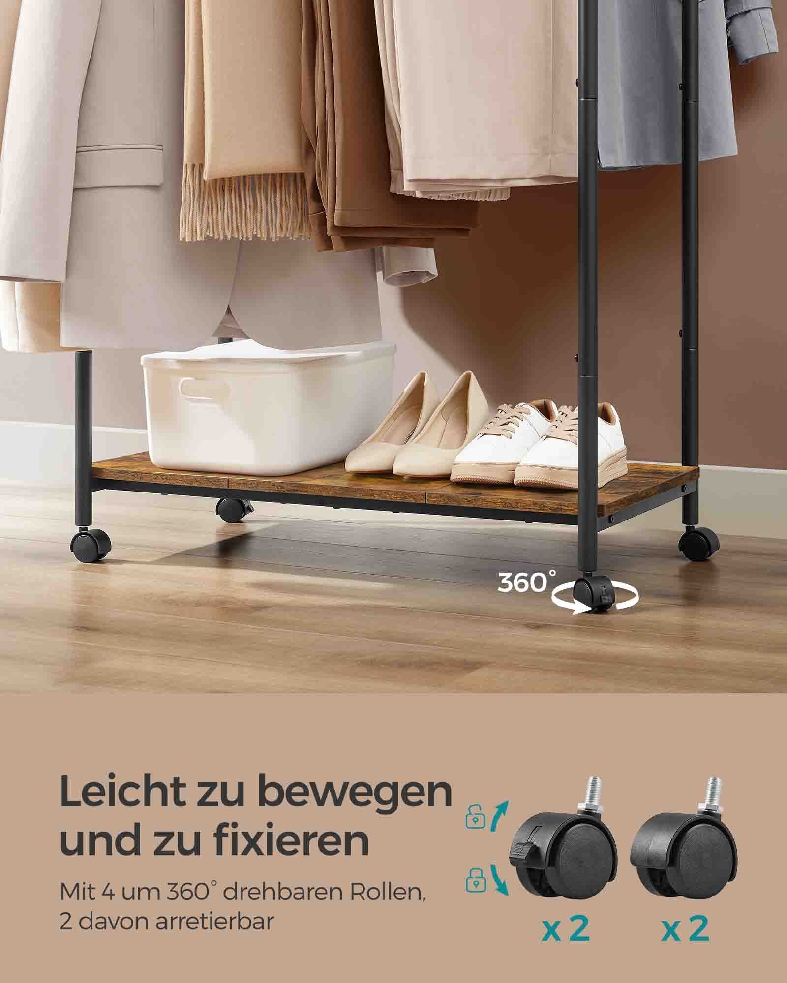Clothing rack - On wheels - Vintage Brown & Ink -Zwart