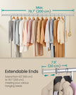 Clothes Rack – Chrome-Plated – Matte Silver – Heavy-Duty with Extendable Hanging Rail