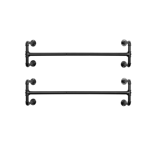 Wall-Mounted Clothes Rack – Metal – Black – Industrial Pipe Design, Space-Saving, Holds up to 60 kg