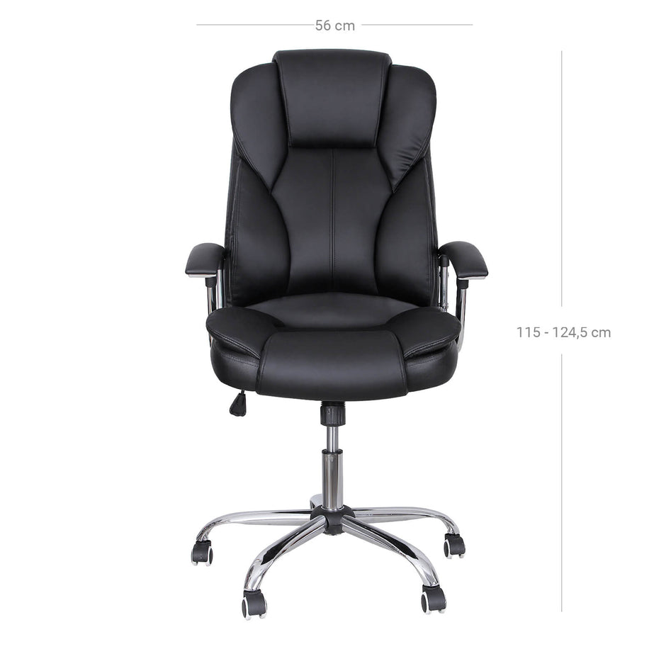 Executive Swivel Office Chair – PU Leather – Black – High Back with Tilt Function