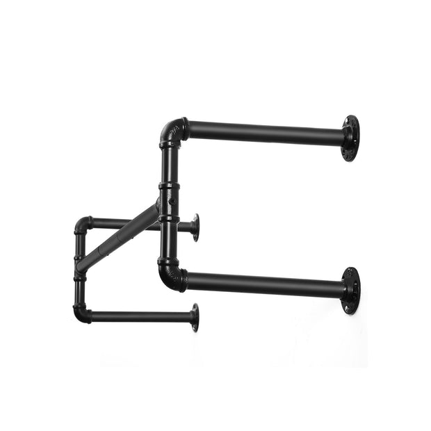 Wall-Mounted Clothes Rack – Metal – Black – Industrial Pipe Design, Space-Saving, Holds up to 60 kg