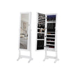 Jewellery Cabinet – Wood – White – LED Lighting with Lock and Storage Drawers