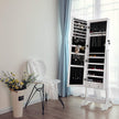 Jewellery Cabinet – Wood – White – LED Lighting with Lock and Storage Drawers