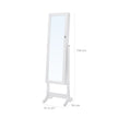Jewellery Cabinet – Wood – White – LED Lighting with Lock and Storage Drawers