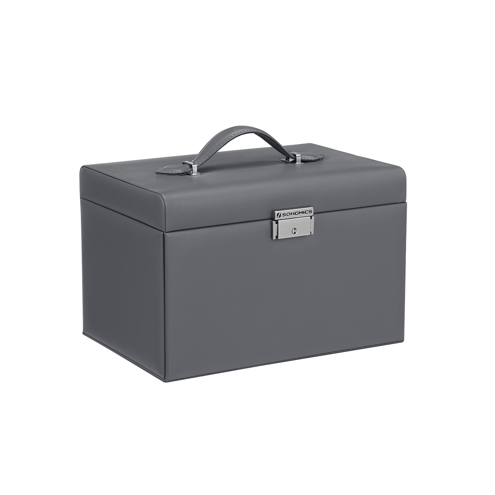 Jewellery Box – Velvet – White – Lockable with Mirror and 2 Drawers