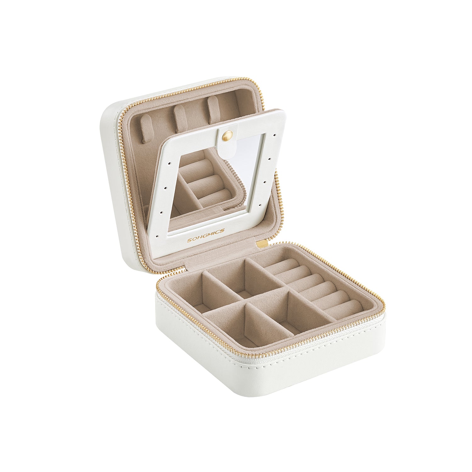 Travel Jewellery Box – PU Leather – Compact Size – Interior Mirror