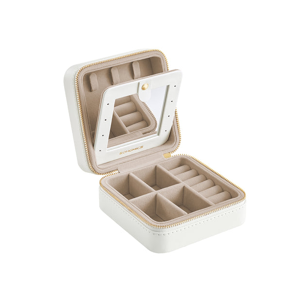 Travel Jewellery Box – PU Leather – Compact Size – Interior Mirror