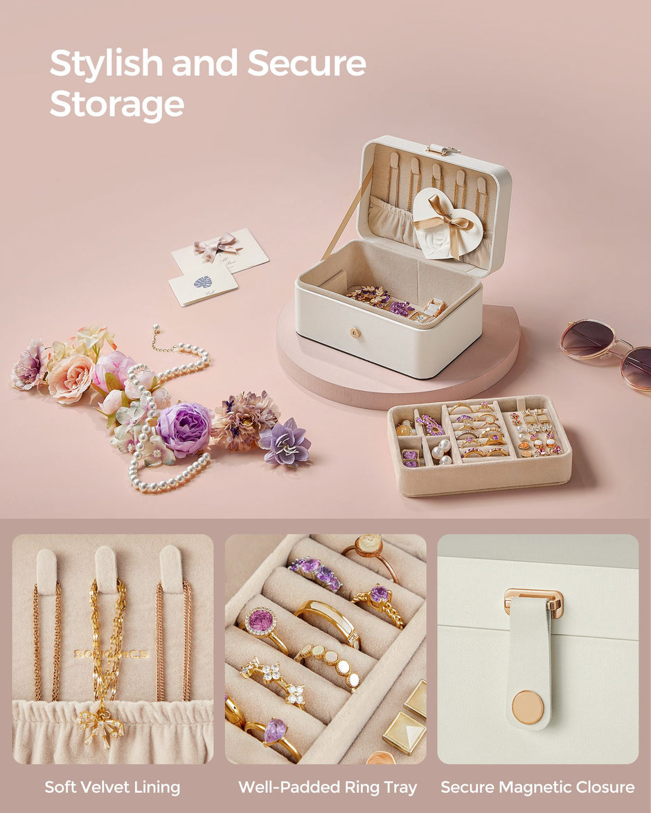 Jewellery Box – Portable – Small – 2-Layer Storage for Larger Accessories