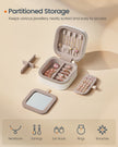 Travel Jewellery Box – PU – Cloud White – Portable with Mirror and Zippers