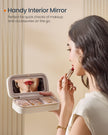 Jewellery Case – PU – Cloud White – Portable with Mirror and Zippers