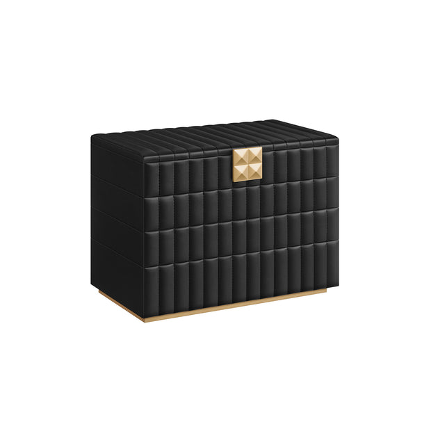 Stackable Jewellery Box – PU – Ink Black – 4-Tier with Mirror