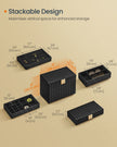 Stackable Jewellery Box – PU – Ink Black – 4-Tier with Mirror
