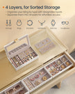 Stackable Jewellery Box – PU – Ink Black – 4-Tier with Mirror