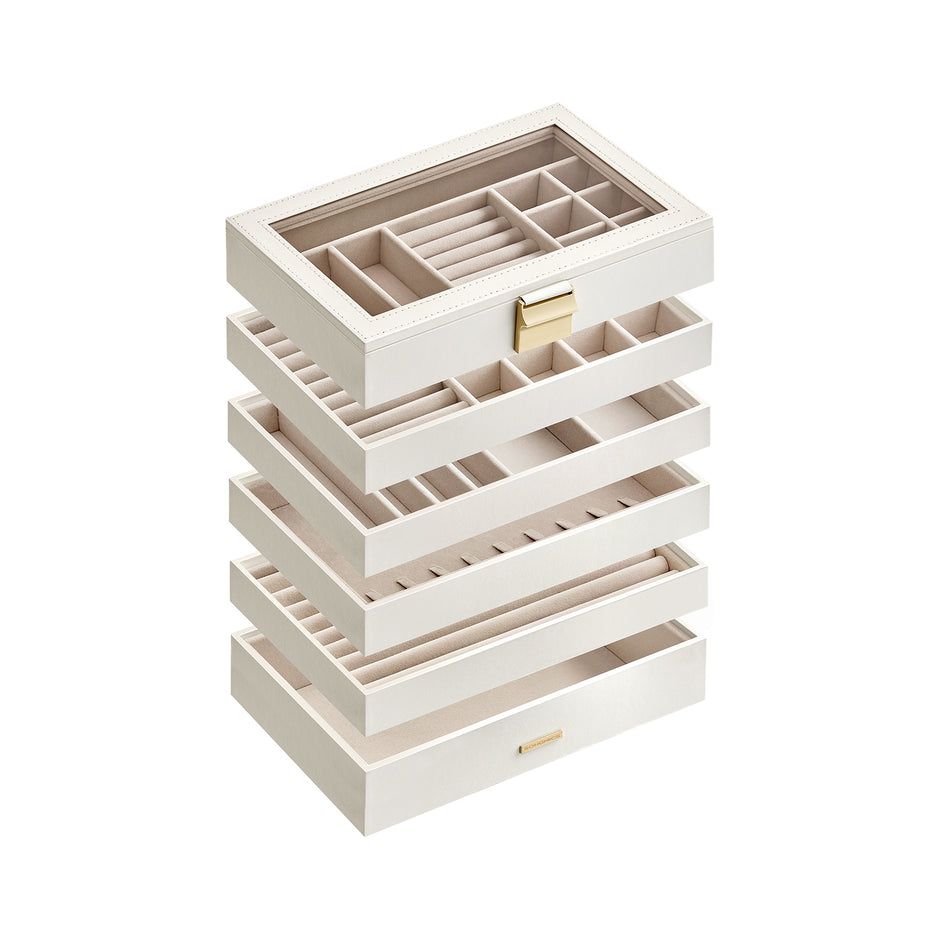 Jewellery Tray – Glass – Cloud White – 6-Tier Stackable Design