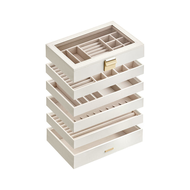 Jewellery Tray – Glass – Cloud White – 6-Tier Stackable Design