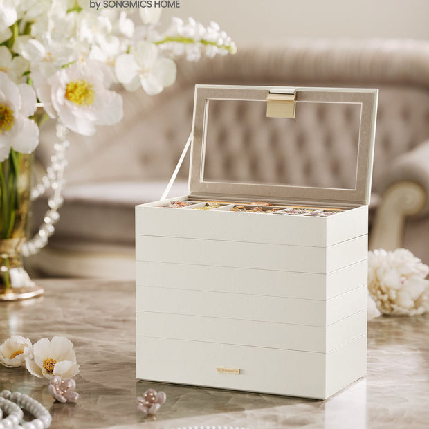 Jewellery Tray – Glass – Cloud White – 6-Tier Stackable Design