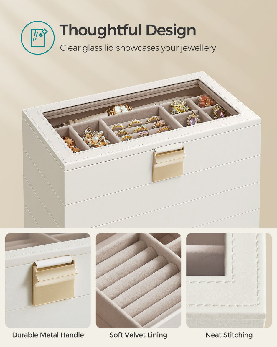 Jewellery Tray – Glass – Cloud White – 6-Tier Stackable Design