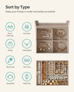 Jewellery Organiser – Wood and Glass – Cloud White – 2-Layer with Removable Tray