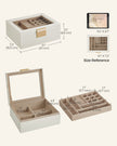 Jewellery Organiser – Wood and Glass – Cloud White – 2-Layer with Removable Tray