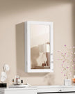 Lockable Jewellery Cabinet – Mirror – White – Wall Mount Organiser