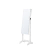 Jewelry Cabinet Armoire – Wood – White – Freestanding with Full-Length Mirror and Lockable Storage