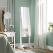 Jewelry Cabinet Armoire – Wood – White – Freestanding with Full-Length Mirror and Lockable Storage