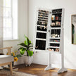 Jewelry Cabinet Armoire – Wood – White – Freestanding with Full-Length Mirror and Lockable Storage