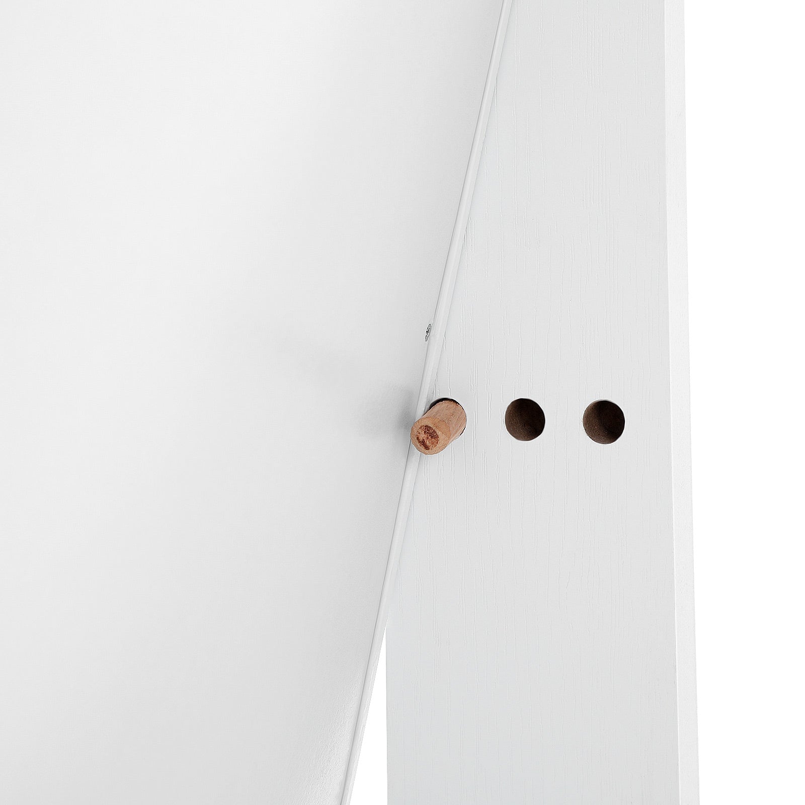 Jewelry Cabinet Armoire – Wood – White – Freestanding with Full-Length Mirror and Lockable Storage