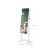Jewelry Cabinet Armoire – Wood – White – Freestanding with Full-Length Mirror and Lockable Storage