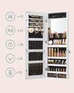 Jewellery Cabinet Organizer – Wood – White – Wall Mounted with LED Lights and Lockable Storage