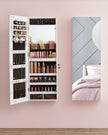 Jewellery Cabinet Organizer – Wood – White – Wall Mounted with LED Lights and Lockable Storage
