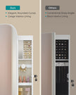 LED Mirror Jewellery Cabinet – MDF – White with Greige Lining – Lockable Wall/Door Mounted with Interior Mirror