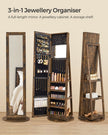 Jewellery Cabinet – Wood – White – 360° Swivel with Full-Length Mirror and Storage Shelf