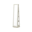 Jewellery Cabinet – Wood – White with Greyish Grain – 360° Swivel and Lockable with Full-Length Mirror