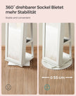 Jewellery Cabinet – Wood – White with Greyish Grain – 360° Swivel and Lockable with Full-Length Mirror