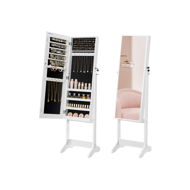 Full Length Mirror Jewelry Cabinet – Brown – Standing Design with Simple Assembly