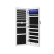 Jewelry Cabinet – Frameless Mirror – White – Wall Hanging or Door Mounted with LED Lighting and Large Capacity