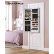 Jewelry Cabinet – Frameless Mirror – White – Wall Hanging or Door Mounted with LED Lighting and Large Capacity