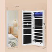 Jewelry Cabinet – Frameless Mirror – White – Wall Hanging or Door Mounted with LED Lighting and Large Capacity