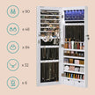 Jewelry Cabinet – Frameless Mirror – White – Wall Hanging or Door Mounted with LED Lighting and Large Capacity