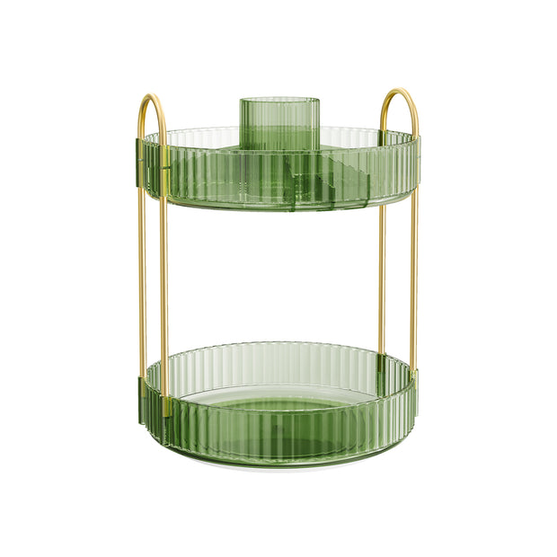 Rotating Makeup Organiser – Plastic – Pale Green – Customisable 2-Tier Design