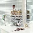 3 Piece Transparent Acrylic Cosmetic Organizer Set – Clear – Features 8 Drawers for Lipsticks and Jewelry