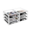 3 Piece Transparent Acrylic Cosmetic Organizer Set – Clear – Features 8 Drawers for Lipsticks and Jewelry