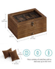 Wooden Watch Box – Solid Wood – Rustic Walnut – 8 Slots with Glass Lid and Pillows