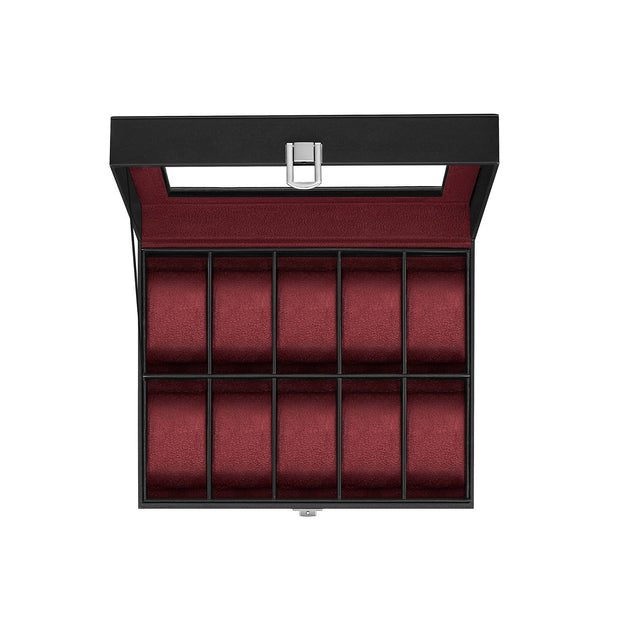 Watch Box – Glass – Multiple Colors – Lockable 10-Slot Display Case