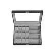 Watch Box – Synthetic Leather – Ink Black/Dove Gray – Lockable with Glass Lid and 24 Slots