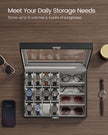Watch Box – Synthetic Leather – Ink Black/Dove Gray – Lockable with Glass Lid and 24 Slots