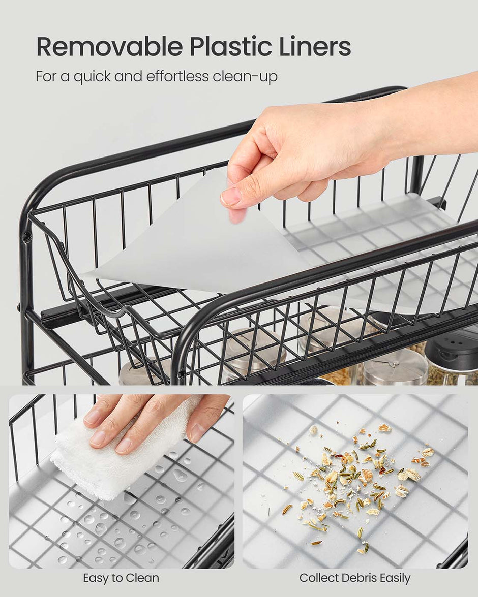 2-Tier Under Sink Storage Organiser – Metal – Classic Black – Sliding Basket Drawers