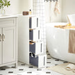 Rolling Storage Tower – PP – White and Grey – 4 Drawers, Space Saving Design